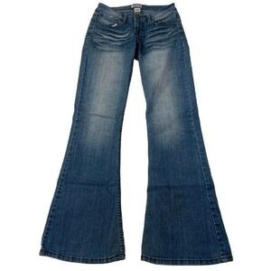Vintage Mudd Jeans Juniors Size 1 Blue Flare Bell Bottom Low Rise Mid Wash Y2K